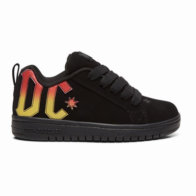 DC Court Graffik AC/DC Kid's Black/Orange Sneakers Australia Online BVK-748